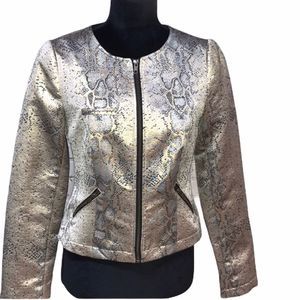 Snakeskin Zip Blazer with zip sleeves EUC